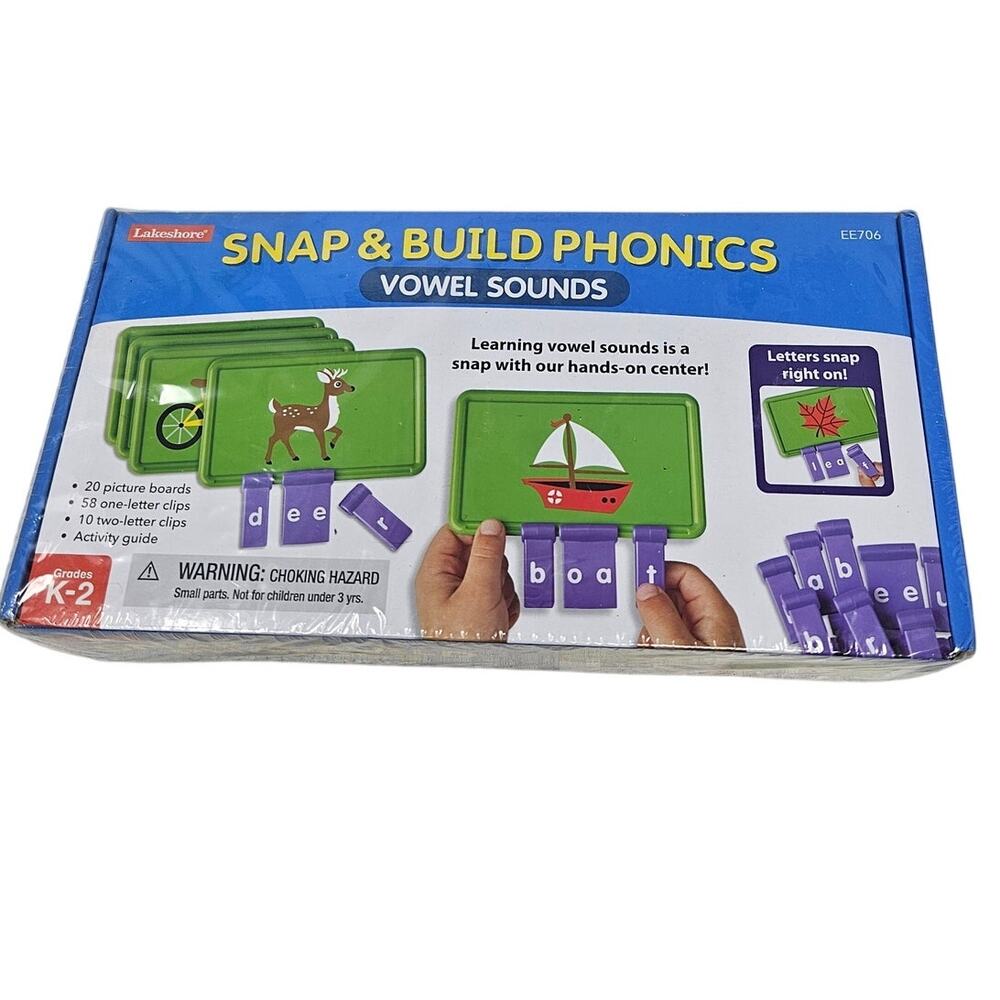 NEW Lakeshore Snap & Build Phonics Vowels K-2 Homeschool Teacher Literacy